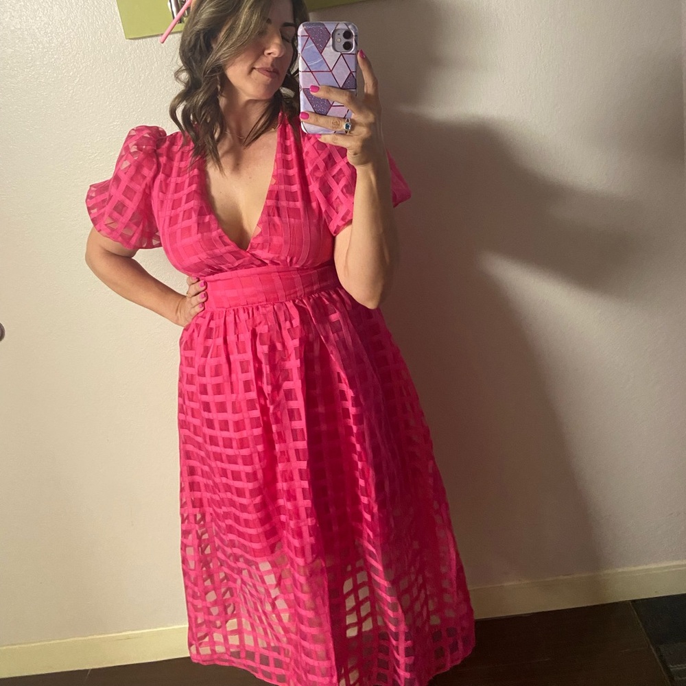 Solid Puff Sleeve Dress